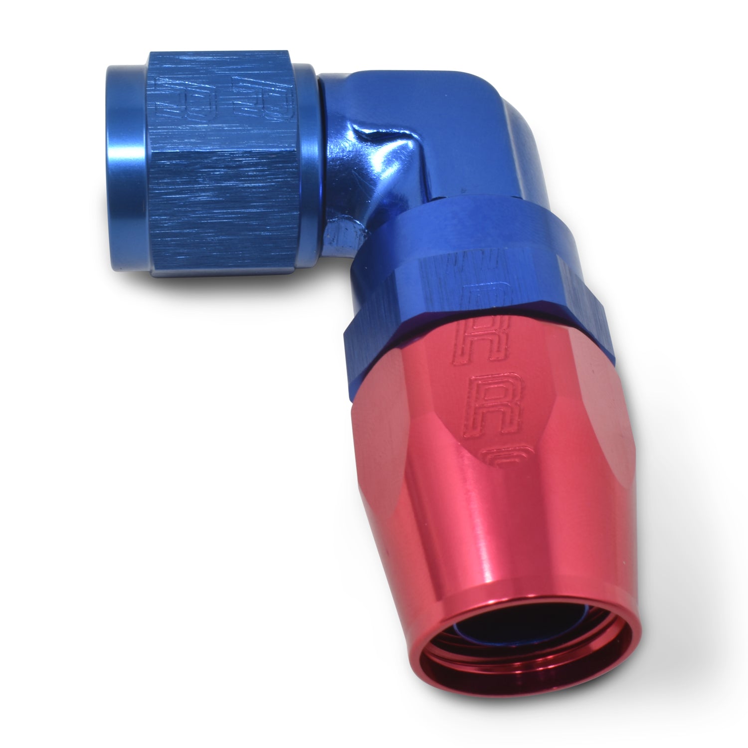 Russell Performance -6 AN Red/Blue 90 Degree Forged Aluminum Swivel Hose End