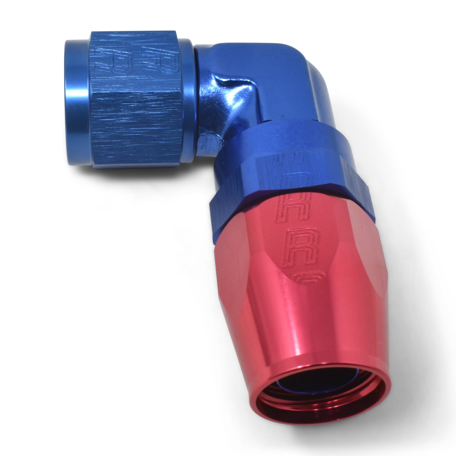 Russell Performance -8 AN Red/Blue 90 Degree Forged Aluminum Swivel Hose End