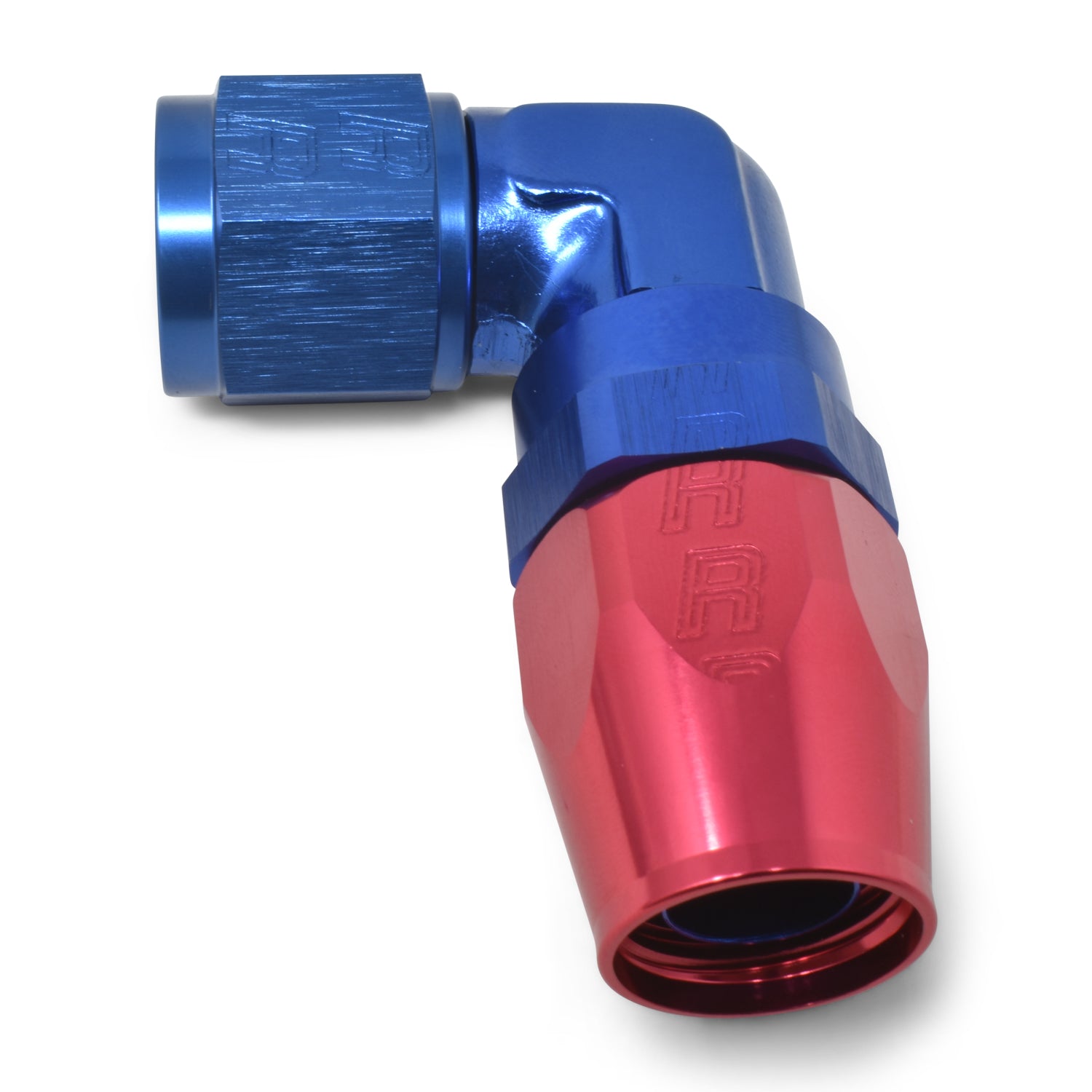 Russell Performance -10 AN Red/Blue 90 Degree Forged Aluminum Swivel Hose End