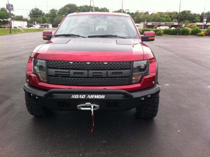 Road Armor 10-14 Ford Raptor Stealth Front Winch Bumper w/Pre-Runner Guard - Tex Blk - 0