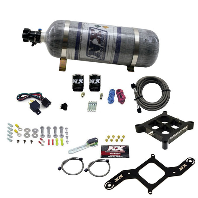 Nitrous Express 4150 Single Entry Crossbar Plate Pro-Power Nitrous Kit (100-500HP) w/Comp Bottle