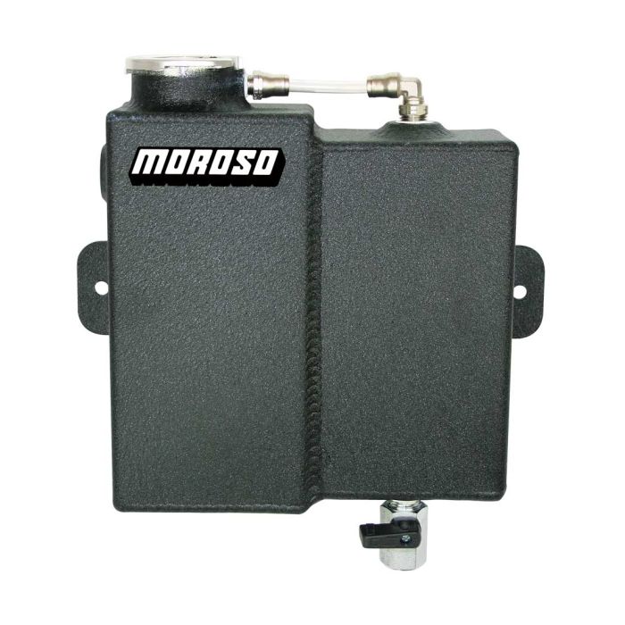 Moroso Universal Dual Coolant Expansion/Recovery Catch Tank - Black Powder Coat