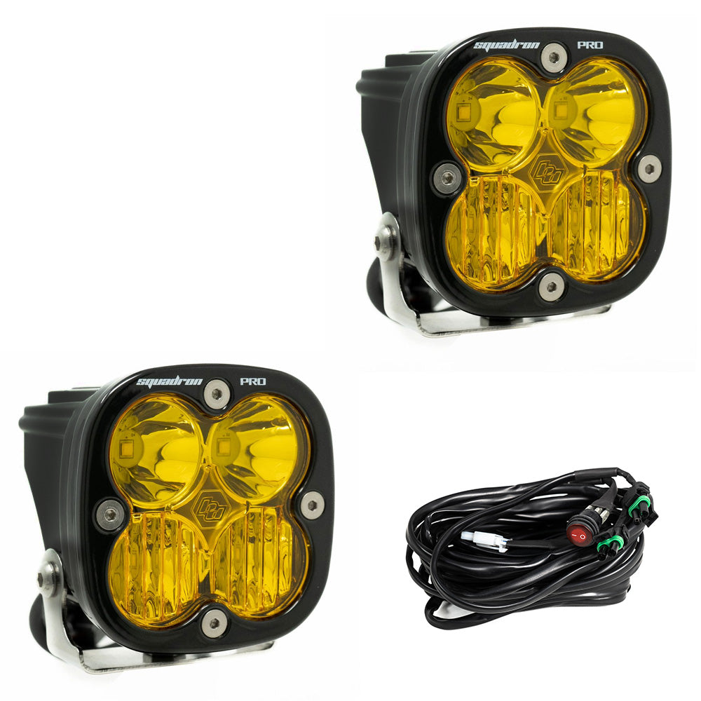 Baja Designs Squadron Pro Series Driving Combo Pattern Pair LED Light Pods - Amber