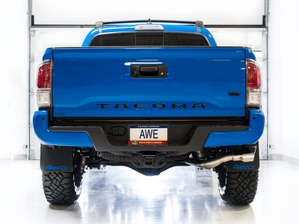 AWE 0FG Exhaust with BashGuard for 3rd Gen Tacoma - Dual Chrome Silver Tips - 0