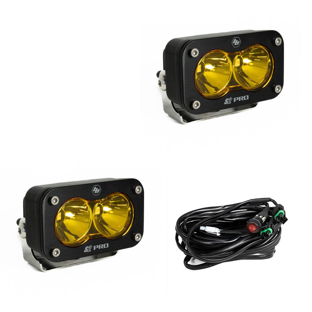 Baja Designs S2 Pro Series LED Light Pods Amber Lens Spot Pattern - Pair