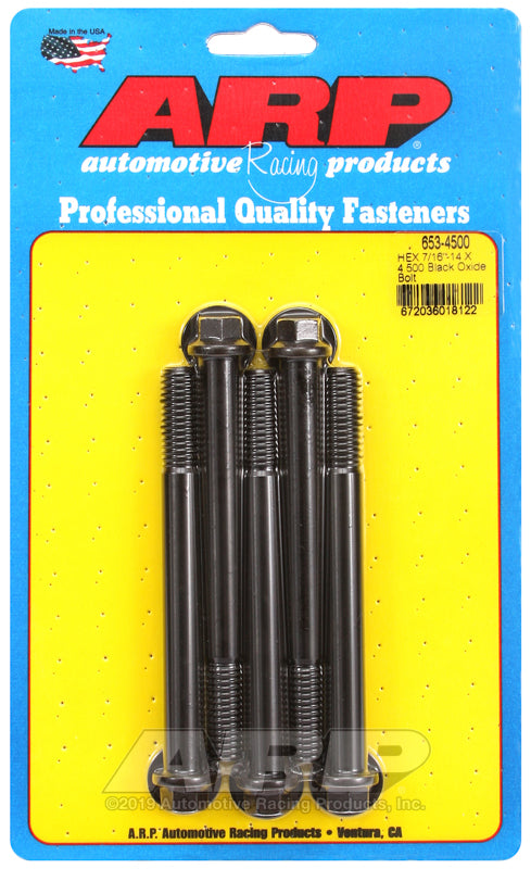 ARP 7/16-14 x 4.500 Hex Black Oxide Bolts (Pack of 5)