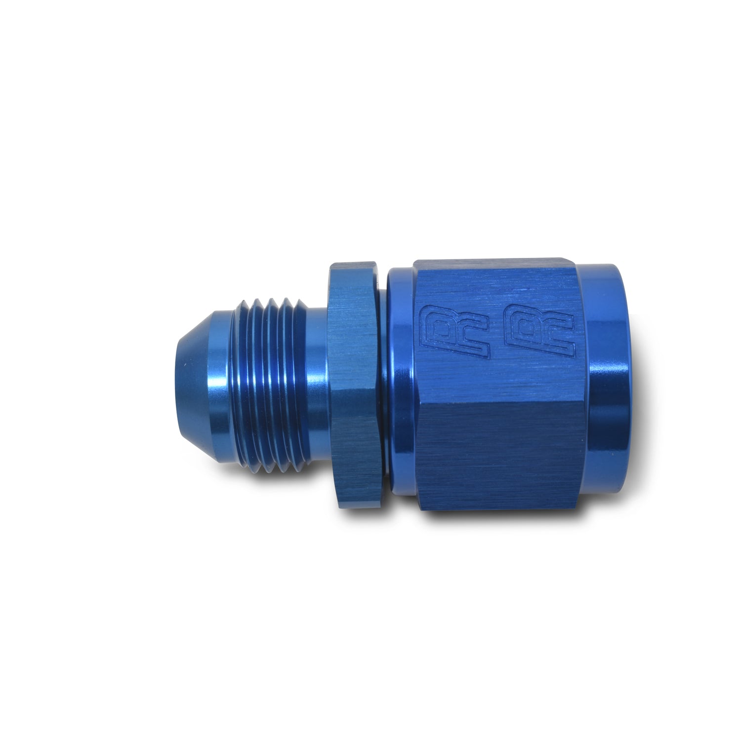 Russell Performance BLUE ANODIZED -6 TUBE COUPLING NUT W/ FLARED REDUCER TO -4 AN MALE