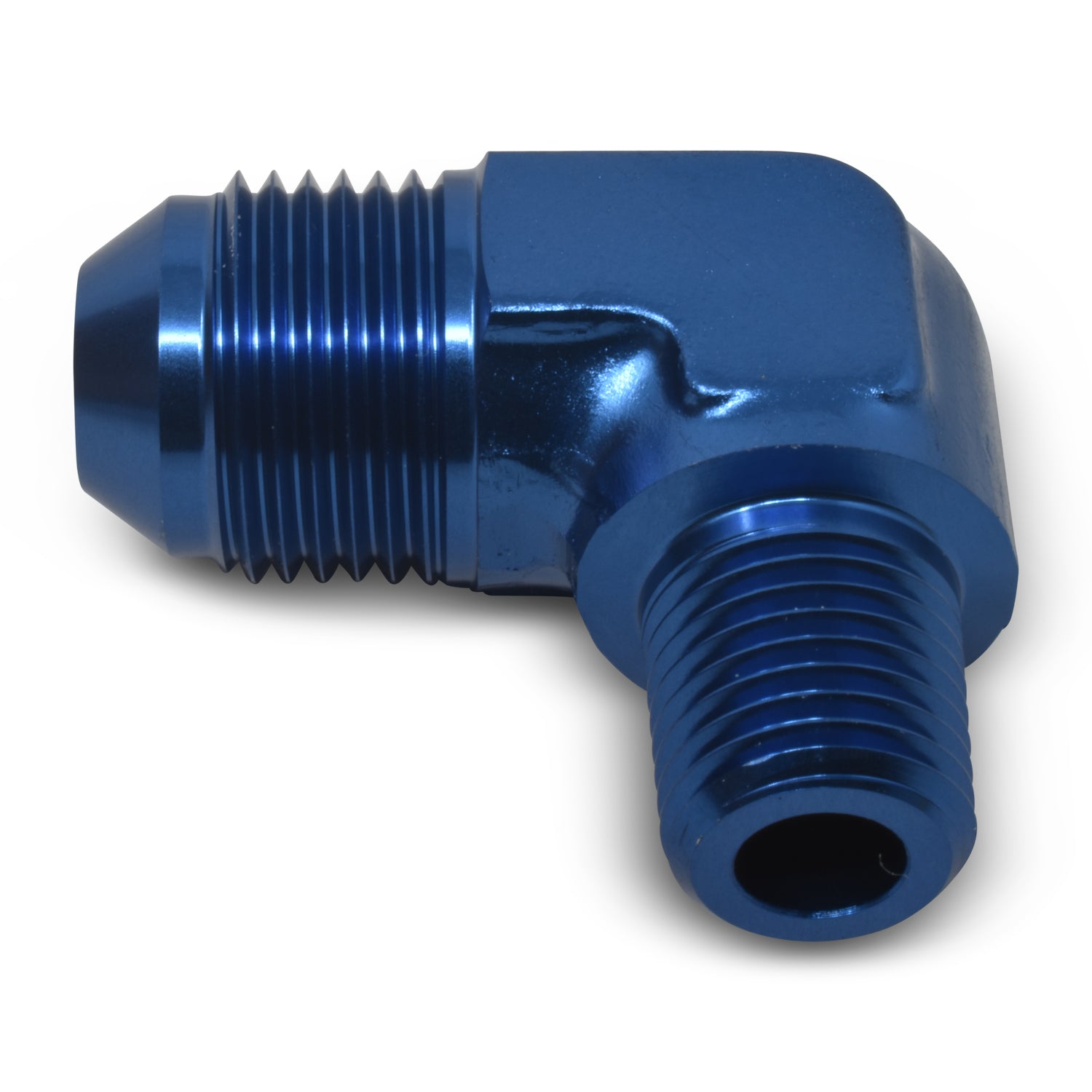 Russell Performance -6 AN to 3/8in NPT 90 Degree Flare to Pipe Adapter (Blue)