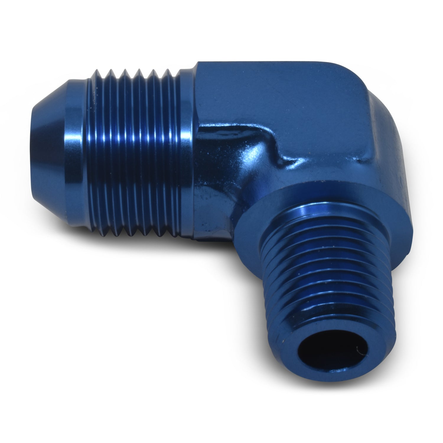 Russell Performance -10 AN to 1/2in NPT 90 Degree Flare to Pipe Adapter (Blue)