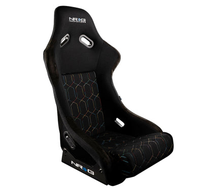 NRG FRP Bucket Seat (Black w/ Multi Color Geometric Pattern) - Large - 0