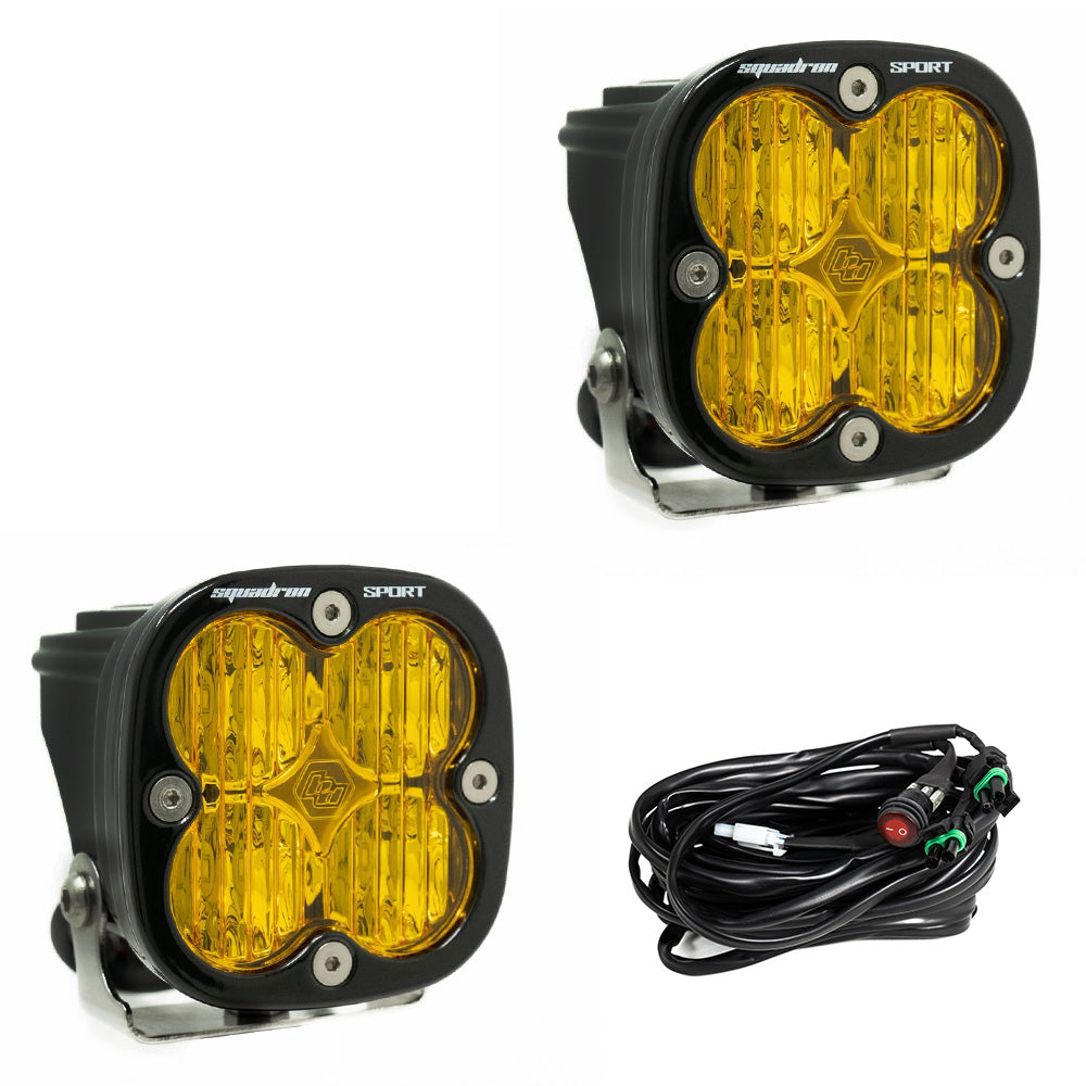 Baja Designs Squadron Sport Wide Cornering Pair LED Light Pods - Amber