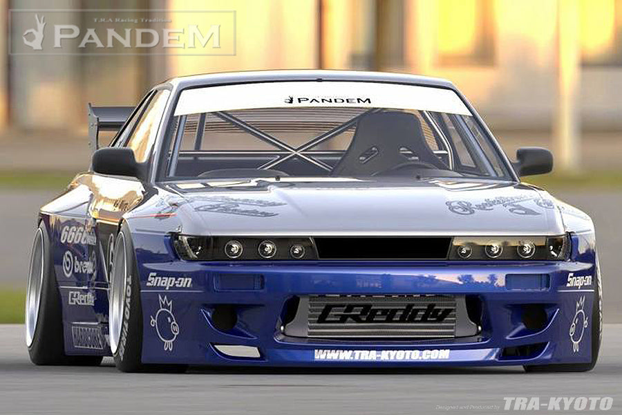 GReddy 89-94 Nissan 240SX Coupe w/ Silvia Headlights Pandem S13 Full Wide-Body Aero Kit w/o GT Wing