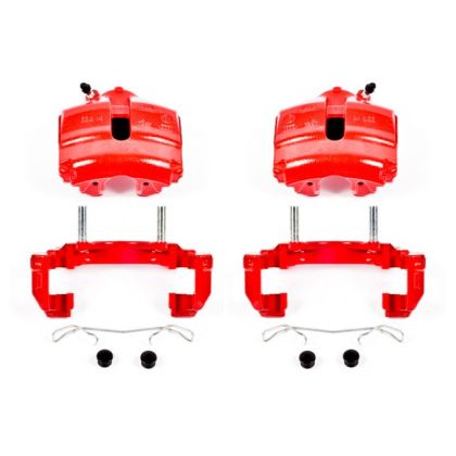 Power Stop Front Red Calipers w/Brackets - Pair