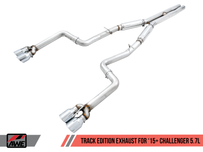 AWE Track Edition Exhaust for 17+ Challenger 5.7 - Chrome Silver Quad Tips