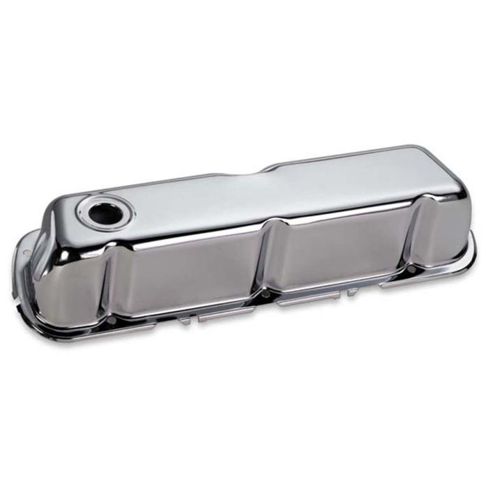 Moroso Ford 302/351W Valve Cover - w/Baffles - No Logo - Stamped Steel Chrome Plated - Pair