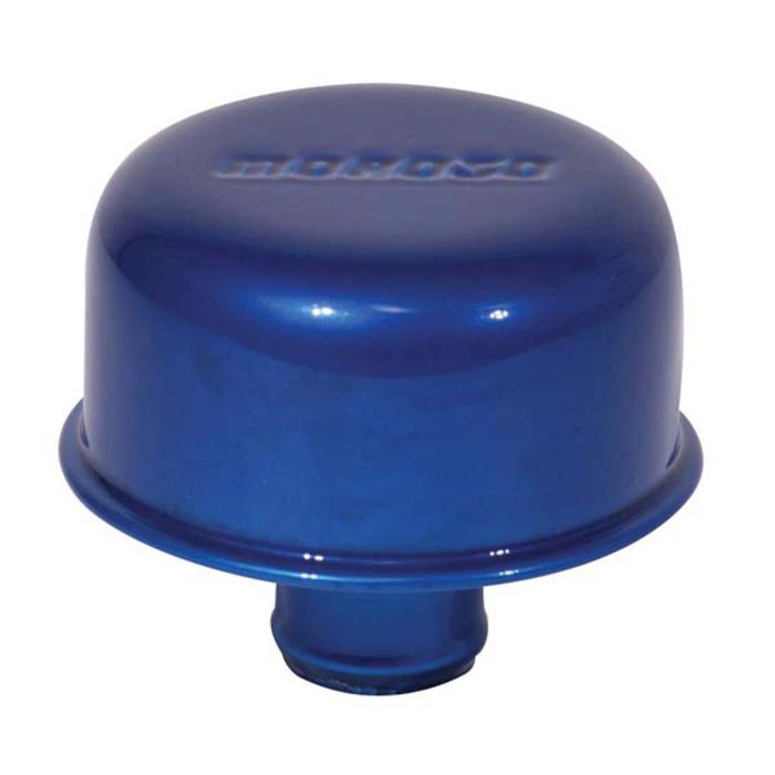 Moroso Valve Cover Breather - 1.22in Diameter - One Piece Push-In Type - Blue Powder Coat