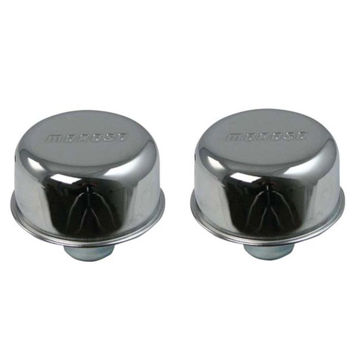 Moroso Valve Cover Breather - 1.22in Diameter - One Piece Push-In Type - Chrome Plated - 2 Pack