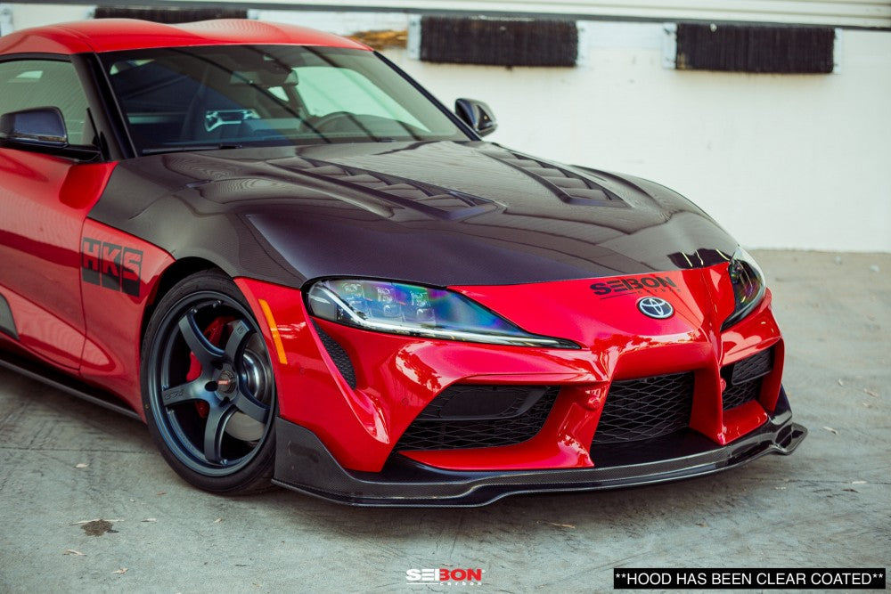 TS-STYLE RED DRY CARBON HOOD FOR 2020-2021 TOYOTA GR SUPRA