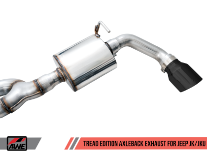 AWE Tread Edition Axleback Dual Exhaust for Jeep JK/JKU 3.6L - Diamond Black Tips