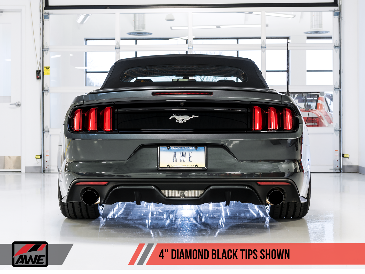 AWE Touring Edition Axle-back Exhaust for S550 Mustang EcoBoost - Diamond Black Tips