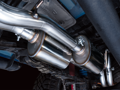 AWE 0FG Exhaust with BashGuard for 3rd Gen Tacoma - Dual Chrome Silver Tips