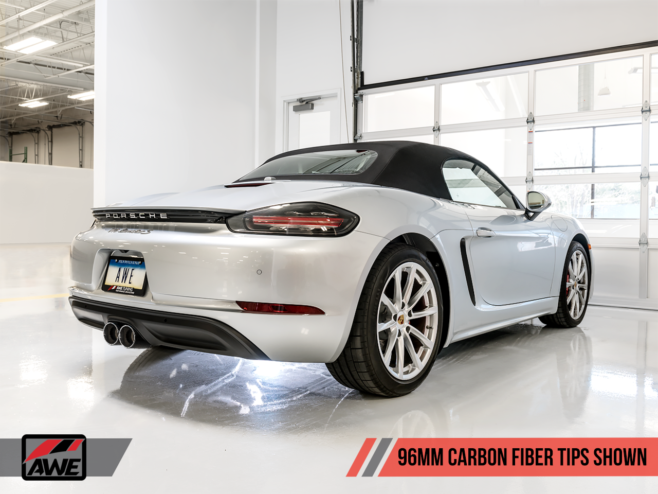 AWE Track Edition Exhaust for Porsche 718 Boxster / Cayman - Carbon Fiber Tips