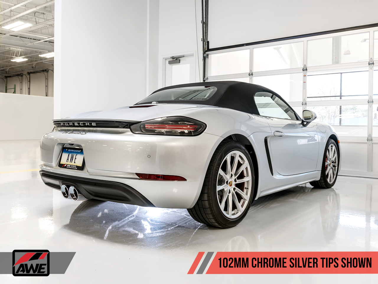 AWE Track Edition Exhaust for Porsche 718 Boxster / Cayman - Chrome Silver Tips