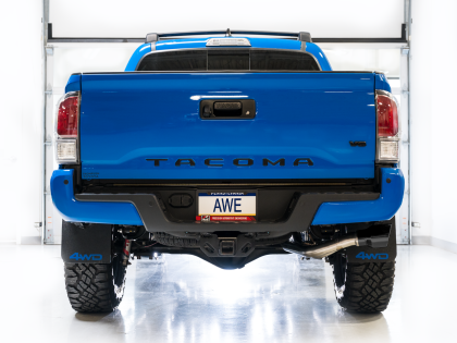 AWE 0FG Exhaust with BashGuard for 3rd Gen Tacoma - Dual Diamond Black Tips - 0