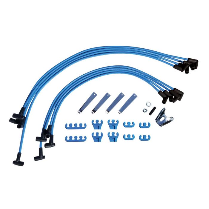 Moroso Chevrolet Small Block Ignition Wire Dress-Up Kit - HEI - Blue Max - Spiral Core