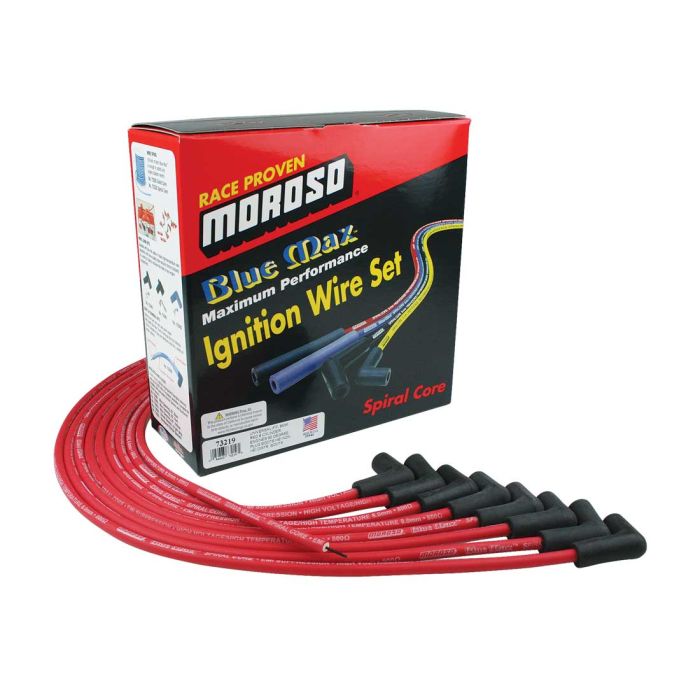 Moroso Universal Ignition Wire Set - Blue Max - Spiral Core - Unsleeved - 90 Degree - Red