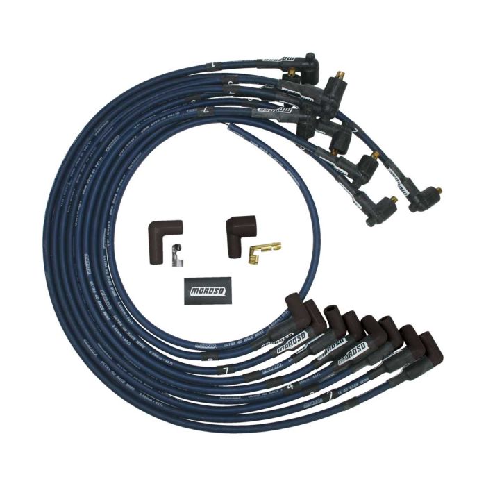 Moroso Chevrolet Big Block Ignition Wire Set - Ultra 40 - Unsleeved - Non-HEI - Crab Cap - Blue