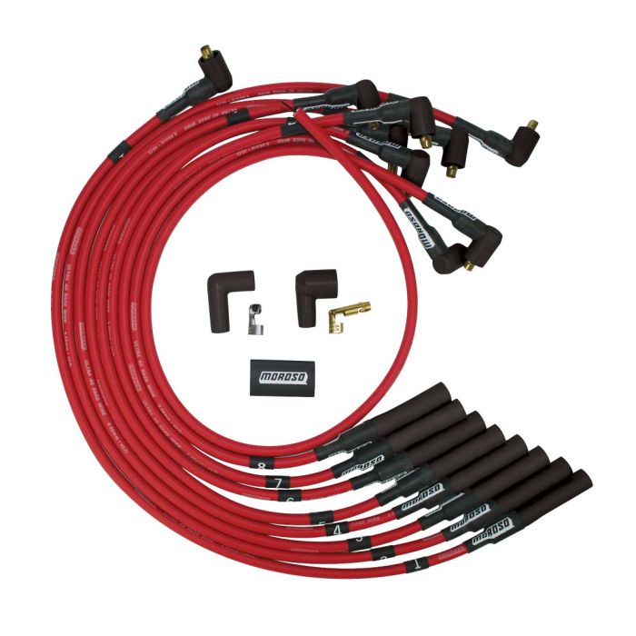 Moroso Chevrolet Big Block Ignition Wire Set - Ultra 40 - Unsleeved - Non-HEI - Over Valve - Red