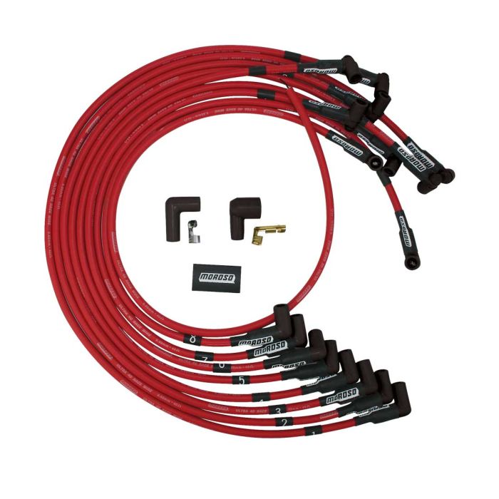 Moroso Chevrolet Big Block Ignition Wire Set - Ultra 40 - Unsleeved - HEI - Crab Cap - Red