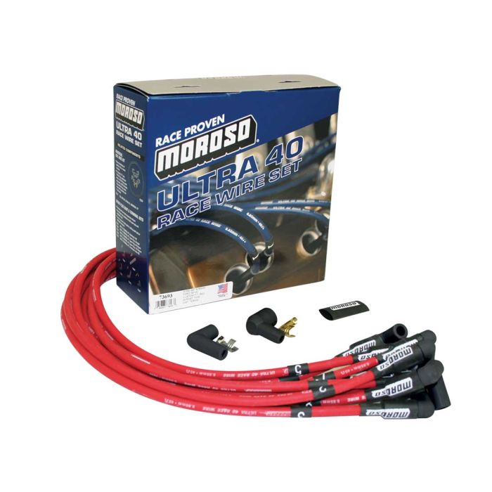 Moroso Ford 351W Ignition Wire Set - Ultra 40 - Unsleeved - HEI - Red