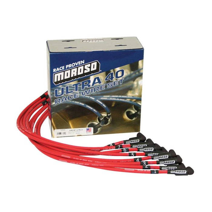 Moroso Chevrolet Small Block (Sprint Car) Ignition Wire Set - Ultra 40 - Unsleeved - HEI - Red