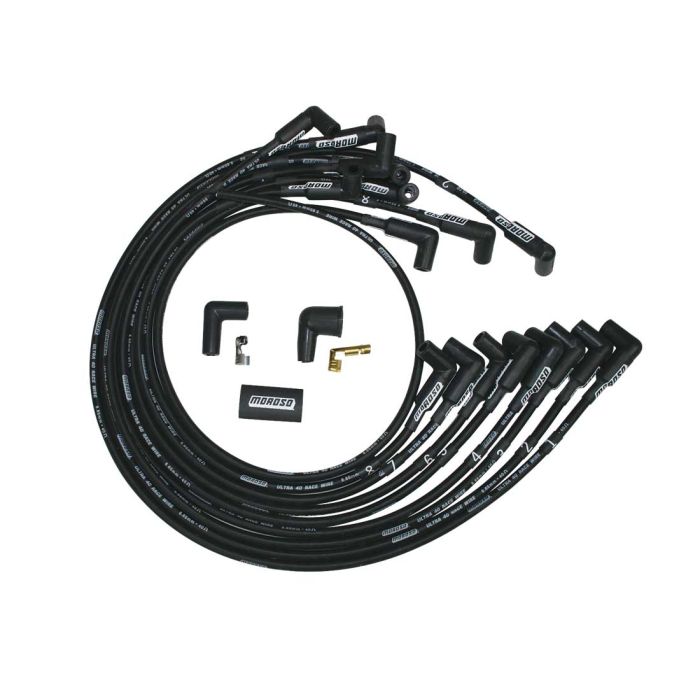 Moroso Chevrolet Big Block Ignition Wire Set - Ultra 40 - Unsleeved - HEI - Crab Cap - Black