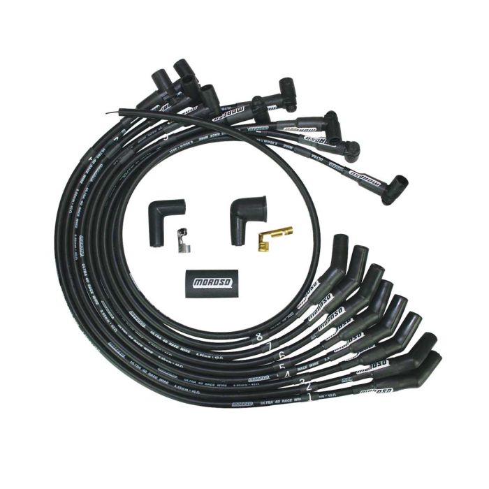 Moroso Ford 289-302 Ignition Wire Set - Ultra 40 - Unsleeved - HEI - Under Header - Black