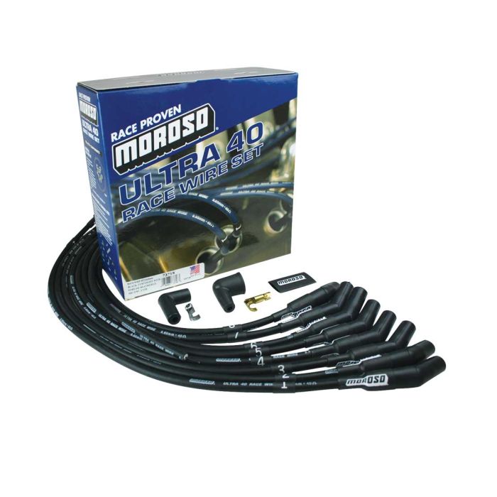 Moroso Ford 289-302 Ignition Wire Set - Ultra 40 - Unsleeved - HEI - Under Header - Black - 0