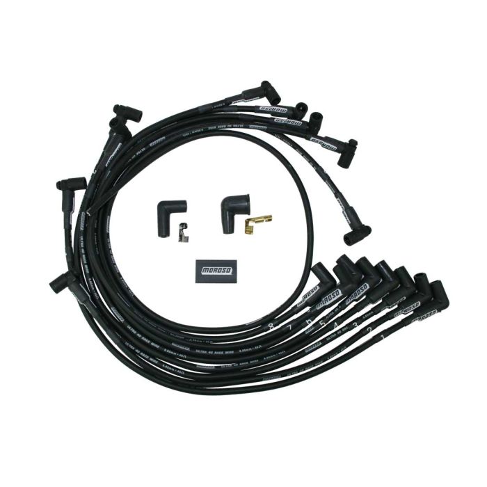 Moroso Chevrolet Small Block (Raised Cam) Ignition Wire Set - Ultra 40 - Unsleeved - Black