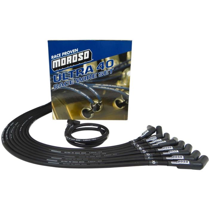 Moroso Chevrolet Small Block Ignition Wire Set - Ultra 40 - Unsleeved - HEI - 135 Degree - Black