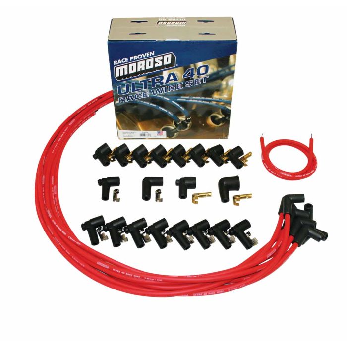 Moroso Universal Ignition Wire Set - Ultra 40 - Unsleeved - 90 Degree - Red