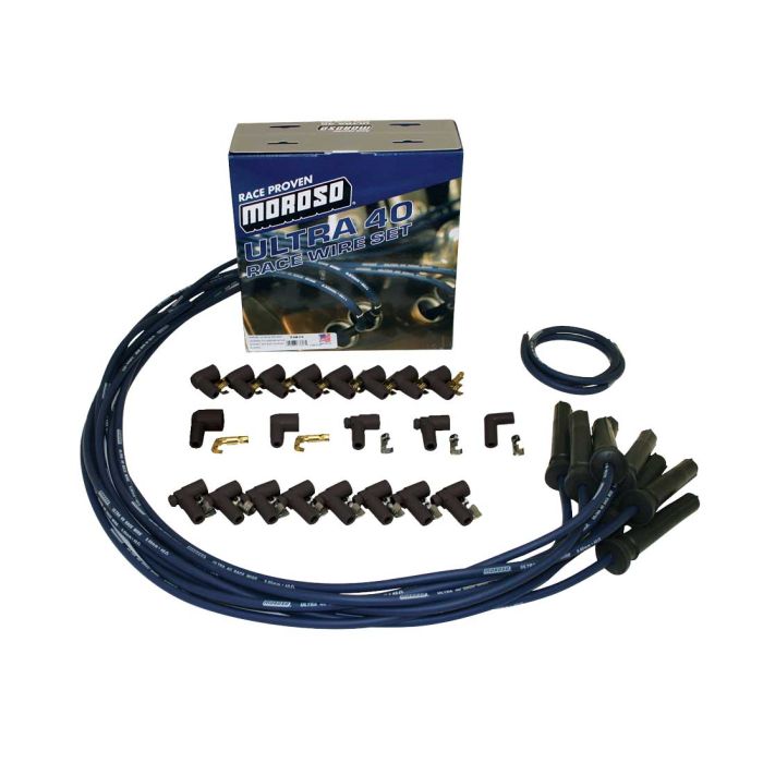 Moroso Universal Ignition Wire Set - Ultra 40 - Unsleeved - Straight - Pro-Boot - Blue