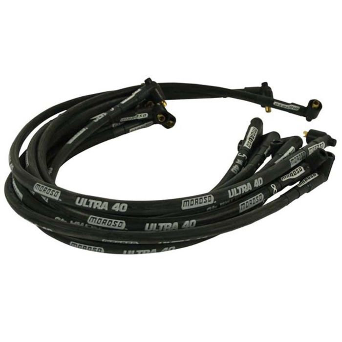 Moroso Chevrolet Small Block Ignition Wire Set - Ultra 40 - Sleeved - Non-HEI - 90 Degree - Black