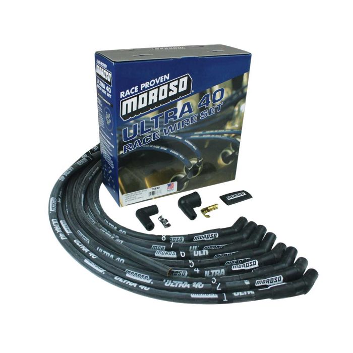 Moroso Ford 289-302 Ignition Wire Set - Ultra 40 - Sleeved - HEI - 135 Degree - Black