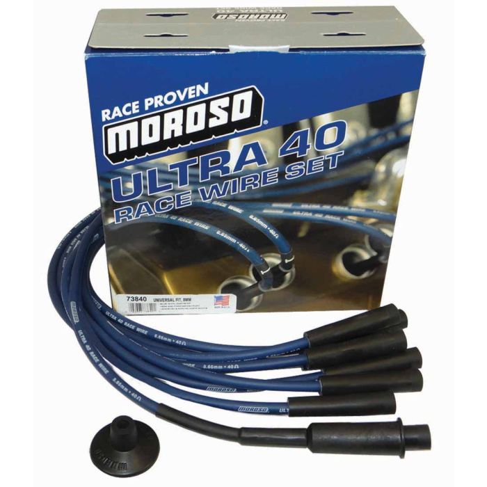 Moroso Universal/Mopar/Chrysler (w/Hemi Heads) Ignition Wire Set - Ultra 40 - Blue