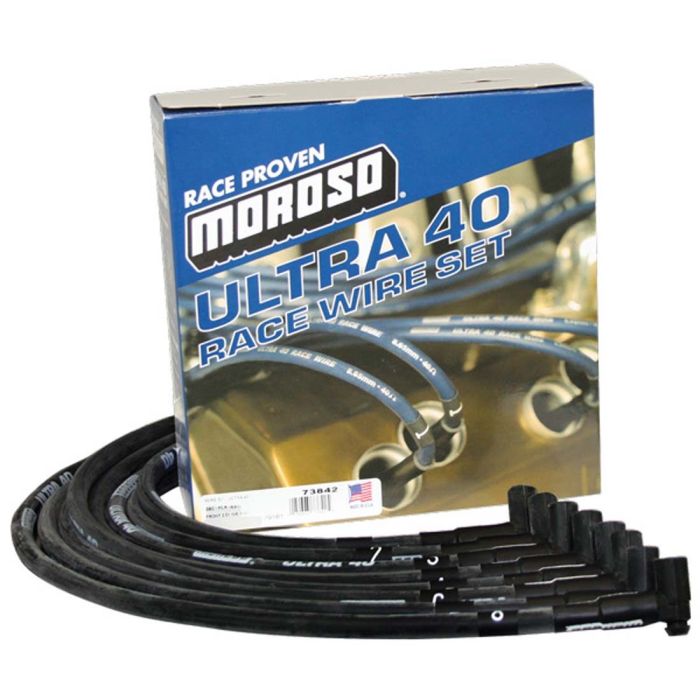 Moroso Chevrolet Small Block (w/Jesel) Ignition Wire Set - Ultra 40 - Sleeved - 90 Degree - Black