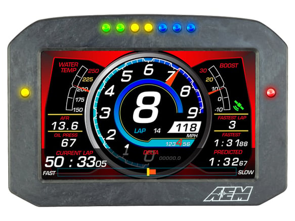 AEM CD-7LG Carbon Logging Flush Digital Dash Display w/ Internal 20Hz GPS & Antenna - 0