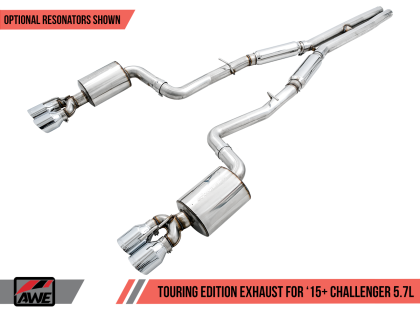 AWE Touring Edition Exhaust for 17+ Challenger 5.7 - Non-Resonated - Chrome Silver Quad Tips