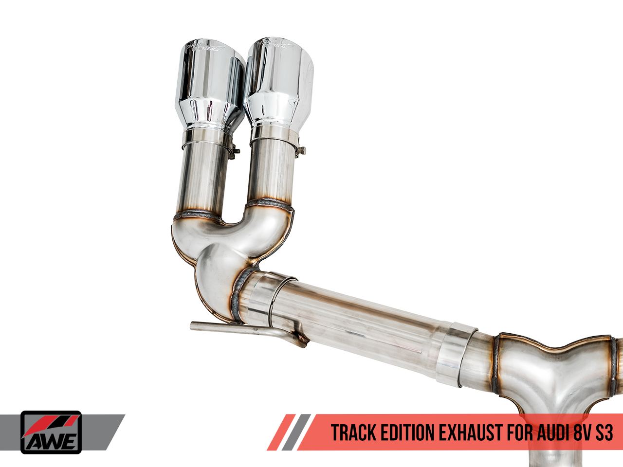 AWE Track Edition Exhaust for Audi 8V S3 - Chrome Silver Tips, 102mm