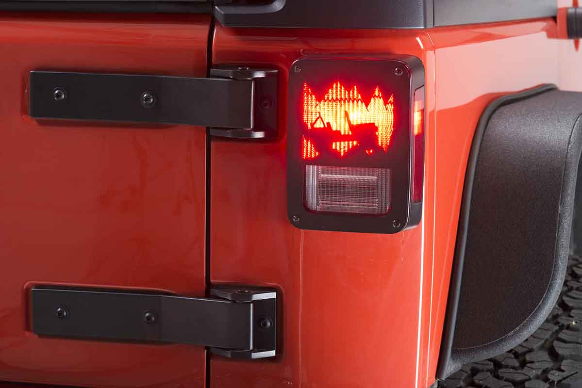 Kentrol 07-18 Jeep Wrangler JK Heritage Taillight Guard- Textured Black - 0